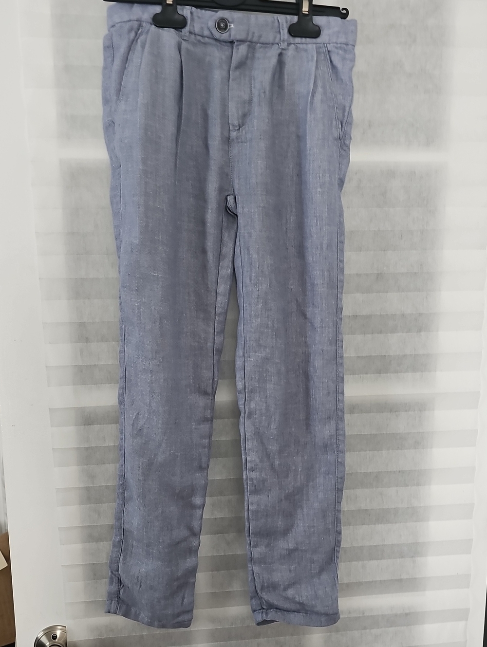 Zara Light Blue Relaxed Men's Linen-Blend Jeans